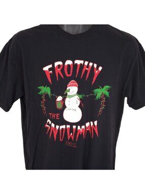 Frothy The Snowman T Shirt Mens Size Medium Black Tropical Christmas Beer